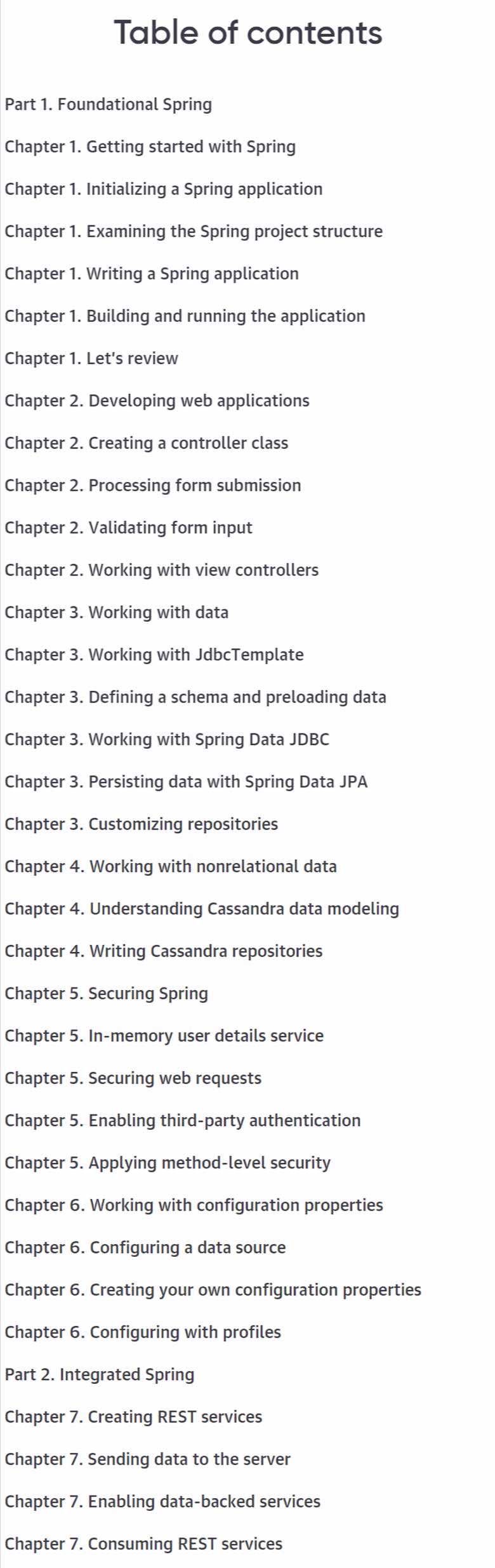Course topics · Oreilly — Spring in Action, Sixth Edition, Video Edition 2022-4