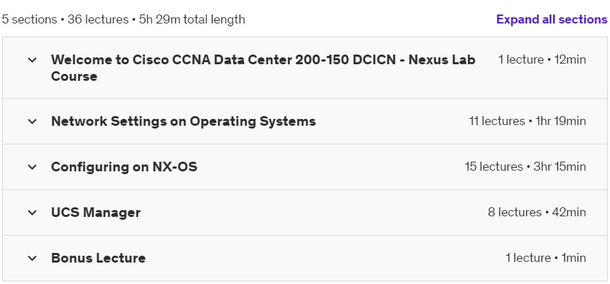Course topics · Udemy — Cisco Nexus & UCS Manager Data Center Lab Course For DCTECH 2024-2