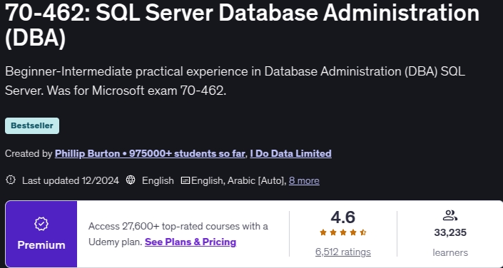 الصور · 70-462: SQL إدارة قواعد البيانات الخادم (DBA) 2024-12