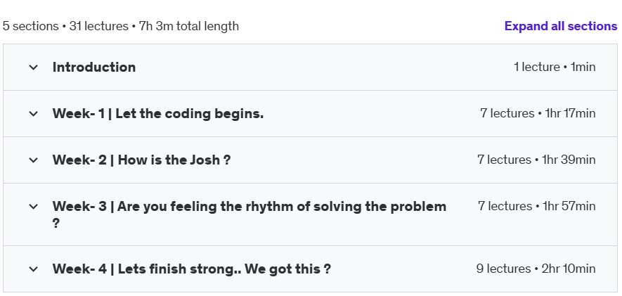 Course topics · 30 Days to Code Confidence: Easy Challenges For Beginner[EN] 2024-11