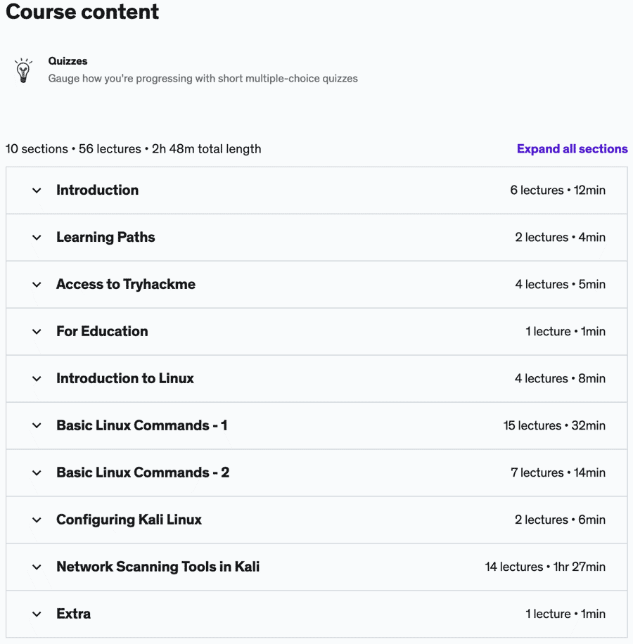 Course topics · TryHackMe- Fun Way to Learn Ethical Hacking & Cyber Security 2022-12