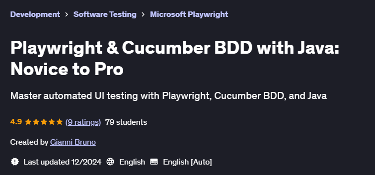 Pictures · Udemy — Playwright & Cucumber BDD with Java: Novice to Pro 2024-12