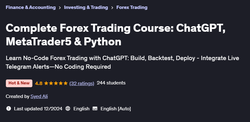 Pictures · Complete Forex Trading Course: ChatGPT, MetaTrader5 & Python 2024-9
