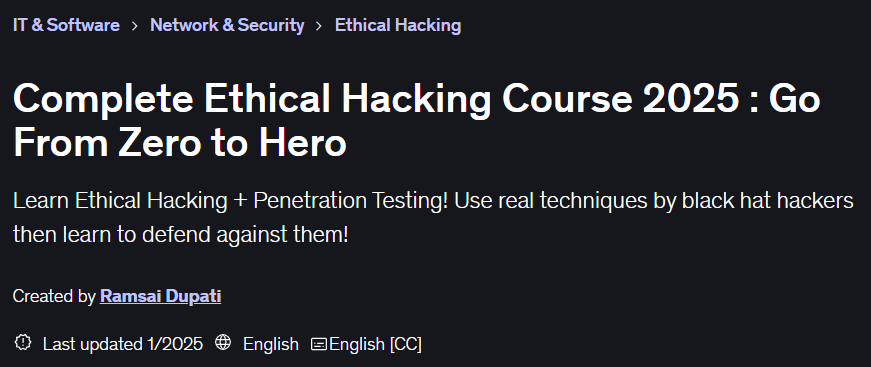 Imágenes · Curso completo de hacking ético 2025 Vuelve de cero a héroe 2025-1