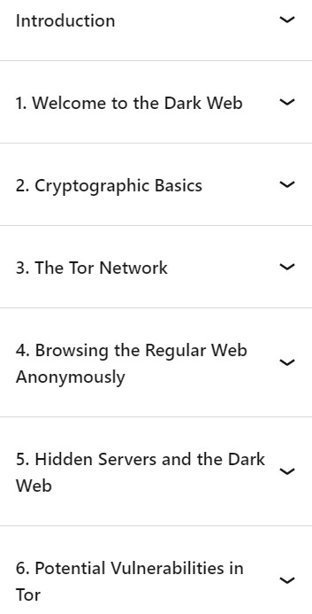 Course topics · Exploring Tor and the Dark Web 2024-7
