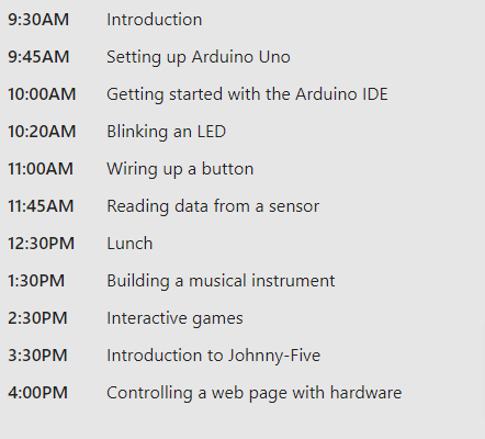 Course topics · Frontend Masters — Hardware with Arduino and JavaScript 2023-8