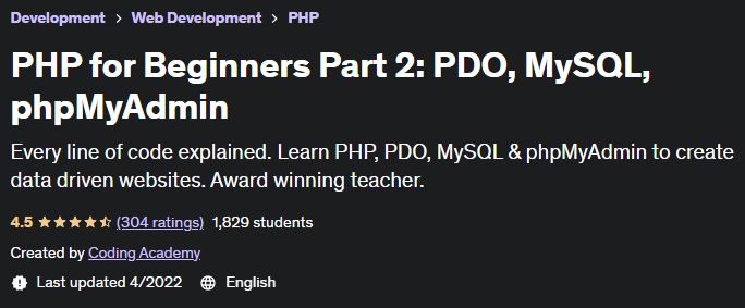 Pictures · Udemy — PHP for Beginners 2021 Part 2: PDO, MySQL, phpMyAdmin 2021-10