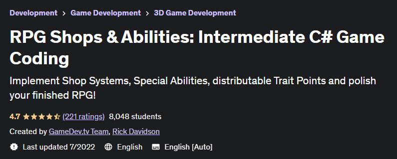 Pictures · Udemy — RPG Shops & Abilities: Intermediate C# Game Coding 2022-7