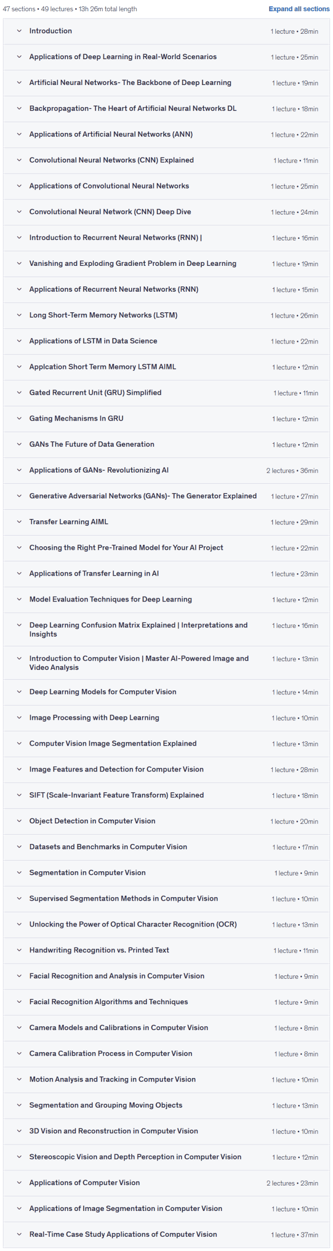 Course topics · Mastering Advanced Deep Learning Pro Certification™ 2025-1