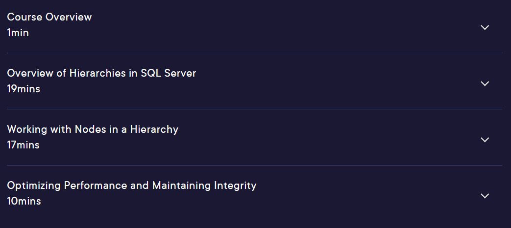 Course topics · Pluralsight — Working with Hierarchies in SQL Server 2023-8