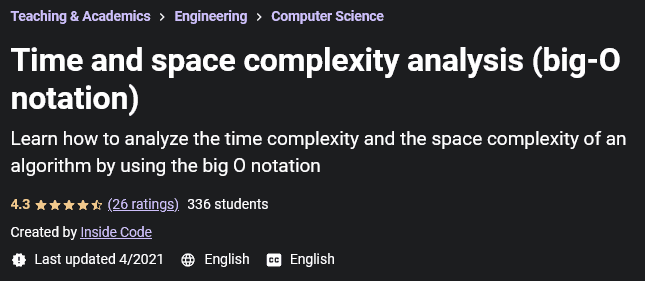 Pictures · Udemy — Time and space complexity analysis (big-O notation) 2021-3