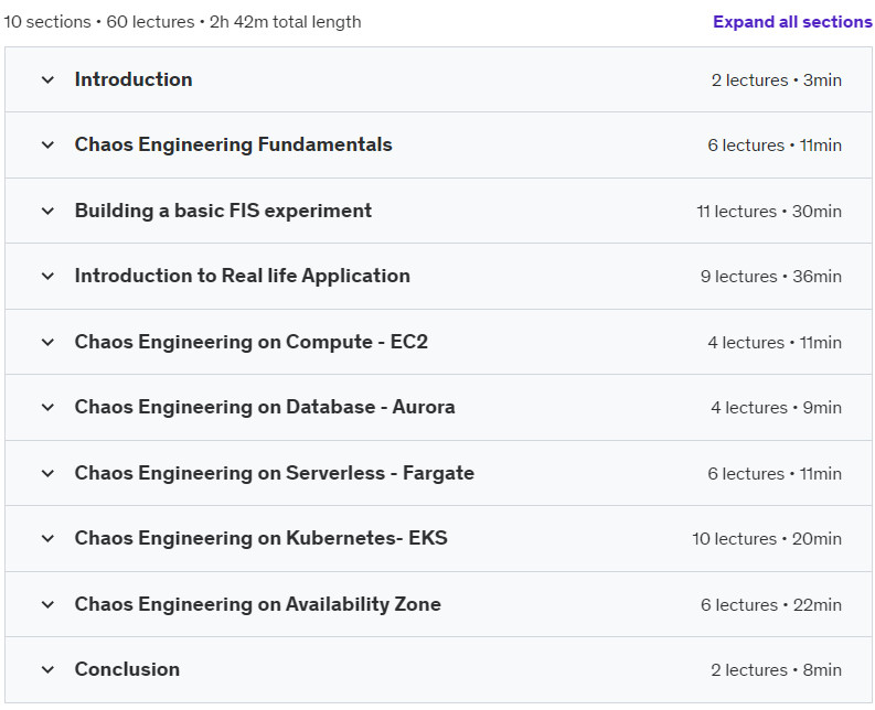 Course topics · Udemy — Chaos Engineering 2024-11