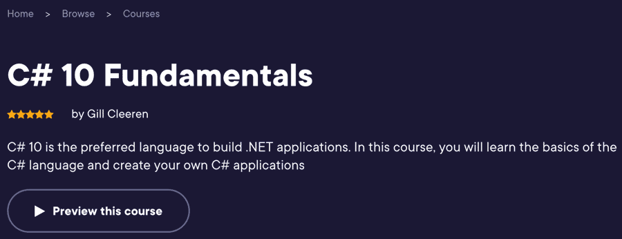 Pictures · Pluralsight — C# 10 Fundamentals 2025-2