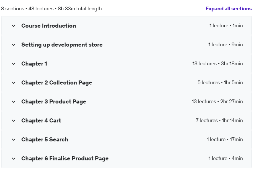Course topics · Udemy — Shopify Theme Development 3.0: Build Shopify Themes [2024] 2024-11