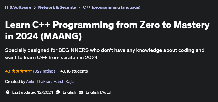 Pictures · Udemy — Learn C++ Programming from Zero to Mastery in 2024 (MAANG) 2024-12
