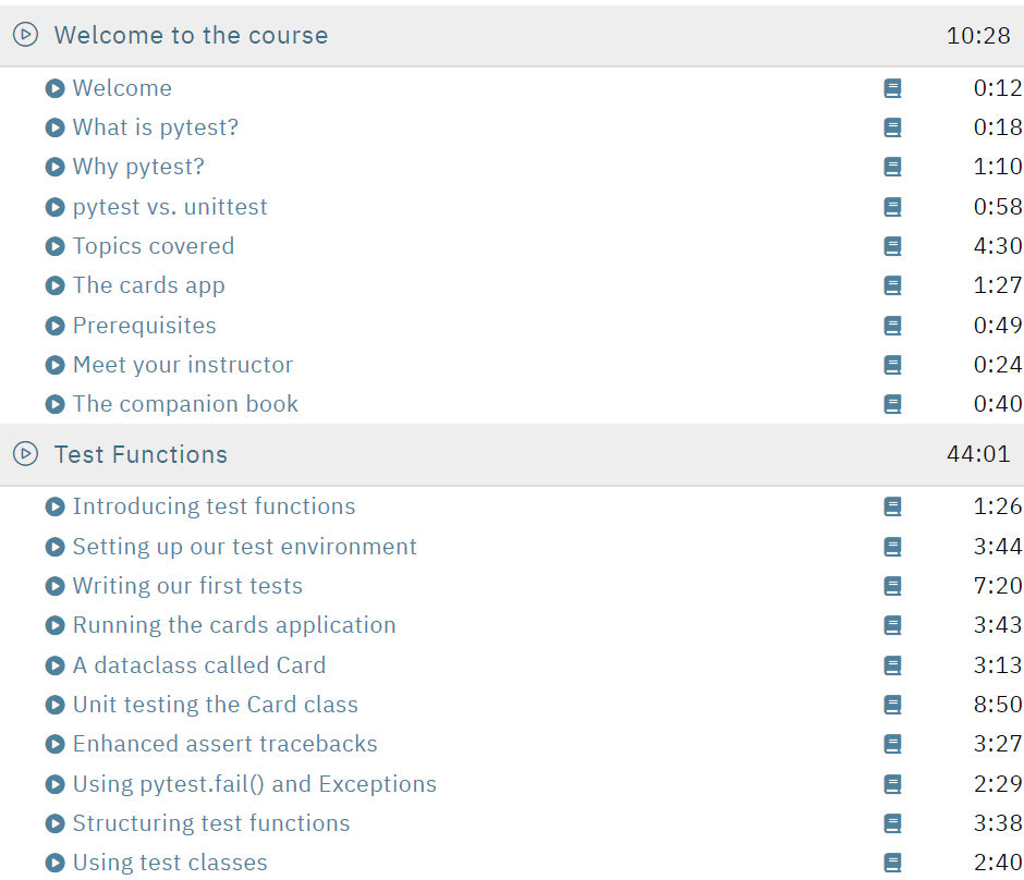 Course topics · Talk Python – Getting started with pytest Course 2022-12