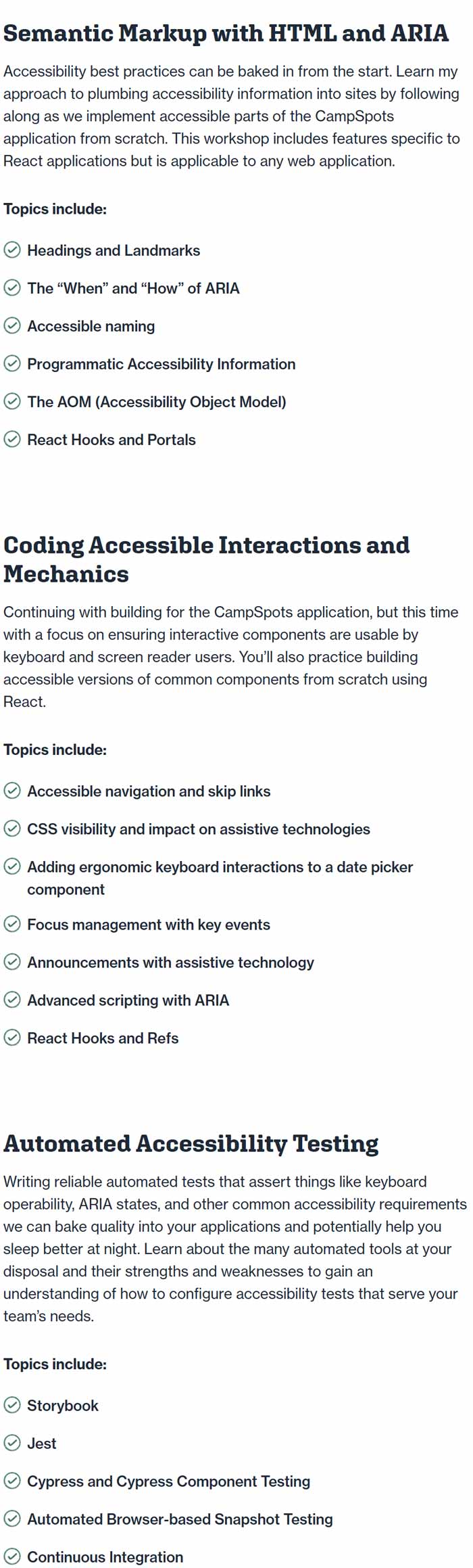 Course topics · TestingAccessibility — Build & Test Accessible Web Apps | Testing Accessibility 2024-11