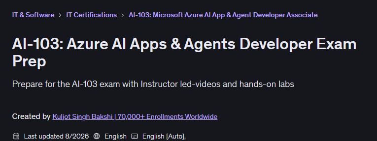 चित्र · AI-103: Azure AI एप्लिकेशन और एजेंट डेवलपर परीक्षा प्रीप 2026-6