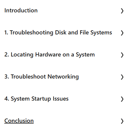 Course topics · LinkedIn — Linux Troubleshooting at the Command Line 2025-1