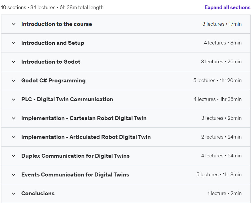 Course topics · Industrial Digital Twins for Automation – Godot and CoDeSys 2024-6