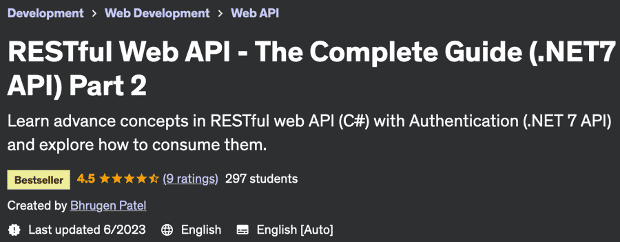 Pictures · Udemy — RESTful Web API – The Complete Guide (.NET7 API) Part 2 2023-6