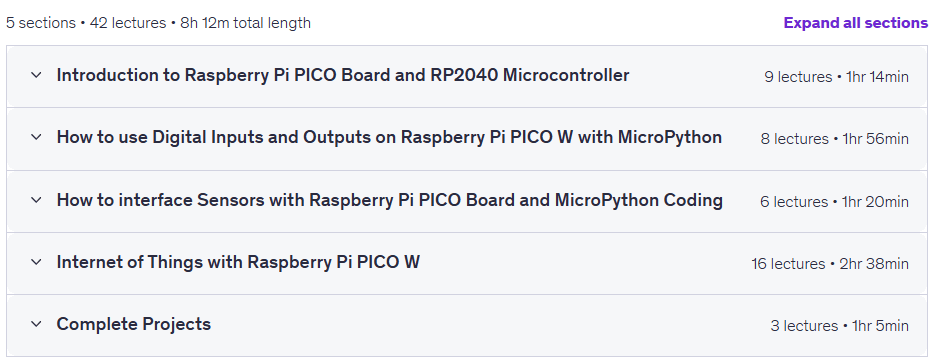 Sujets du cours · Résumé : MicroPython et Raspberry Pi Pico 2024-12