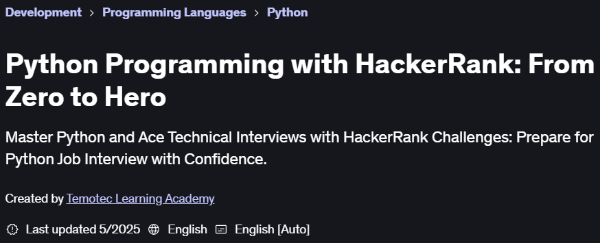 Pictures · Udemy — Python Programming with HackerRank: From Zero to Hero 2023-8