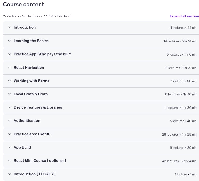 Sujets du cours · La complète React Native Cours ( 4ème édition ) 2025-10