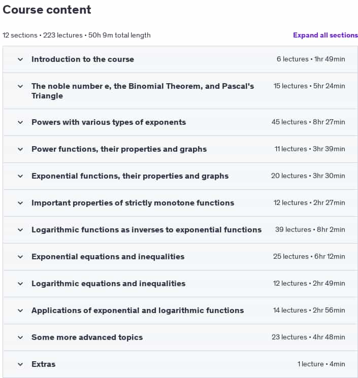 Course topics · Precalculus 4: Exponentials and logarithms 2024-10