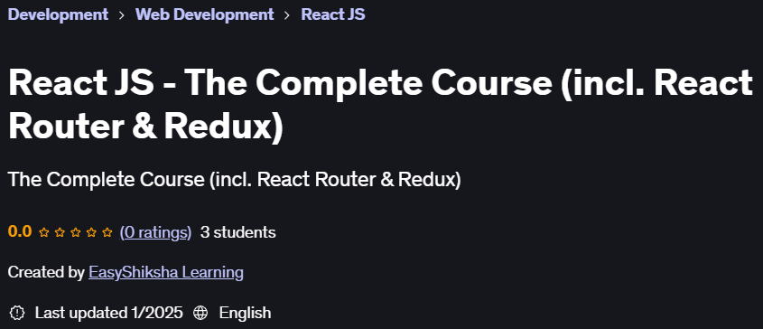 Pictures · Udemy — React JS – The Complete Course (incl. React Router & Redux) 2025-1