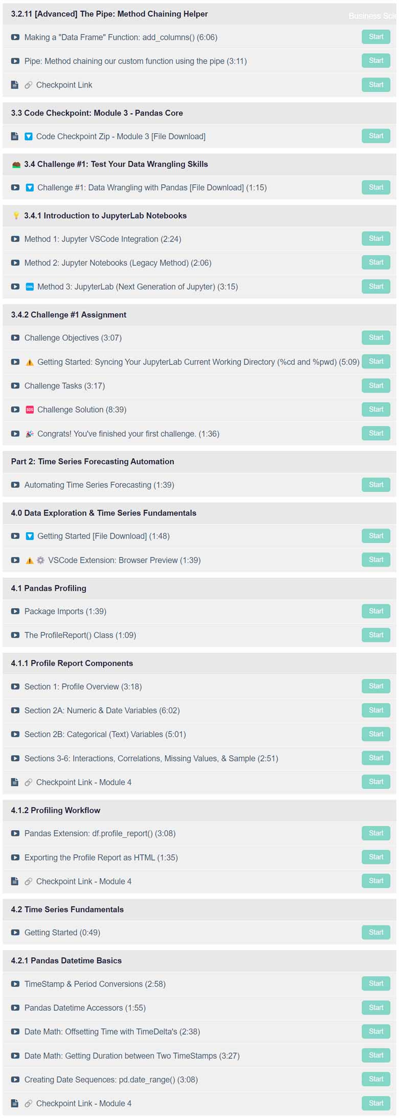 Course topics · Business Science University – Python for Data Science Automation (Course 1) 2024-10