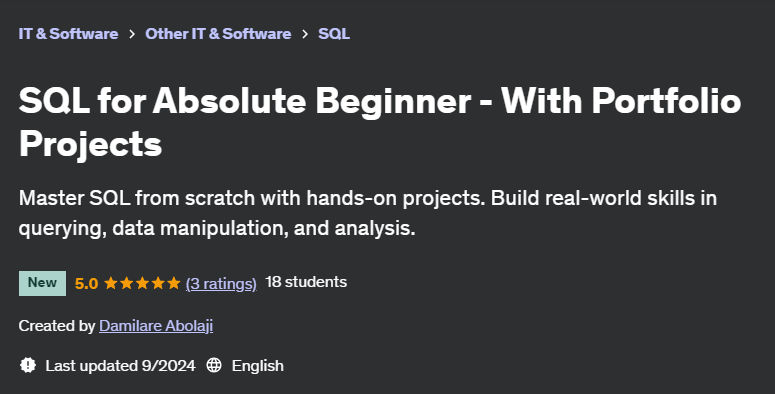 Pictures · SQL for Absolute Beginner – With Portfolio Projects 2024-9