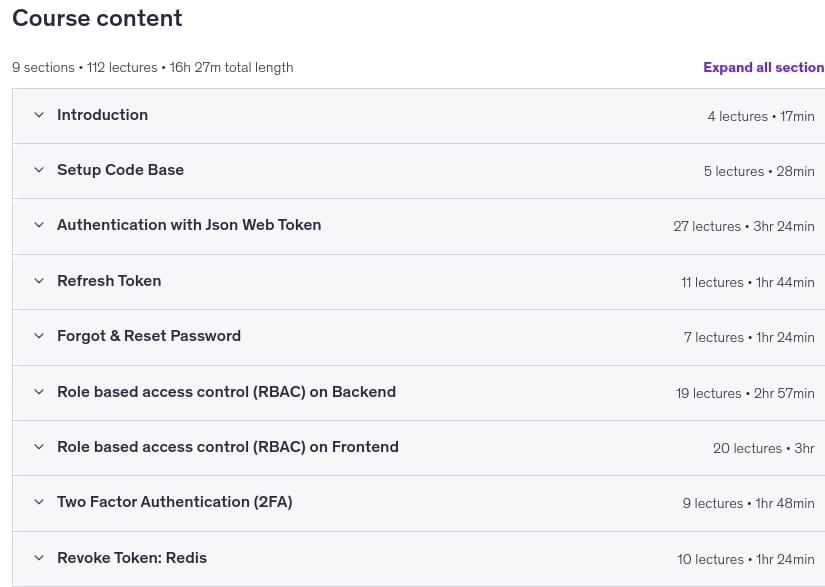 Kursthemen · NodeJS Security: JWT, Role-Based Access, 2FA (/w) React) 2025-10