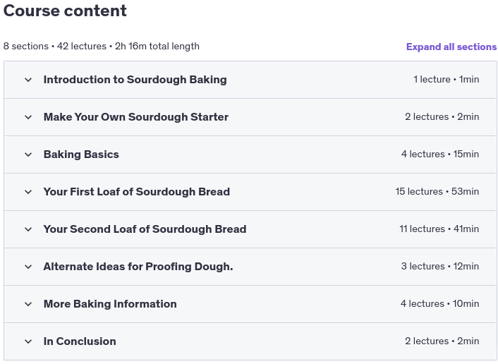 Course topics · Udemy — #1 Sourdough Bread Baking 101 2021-11