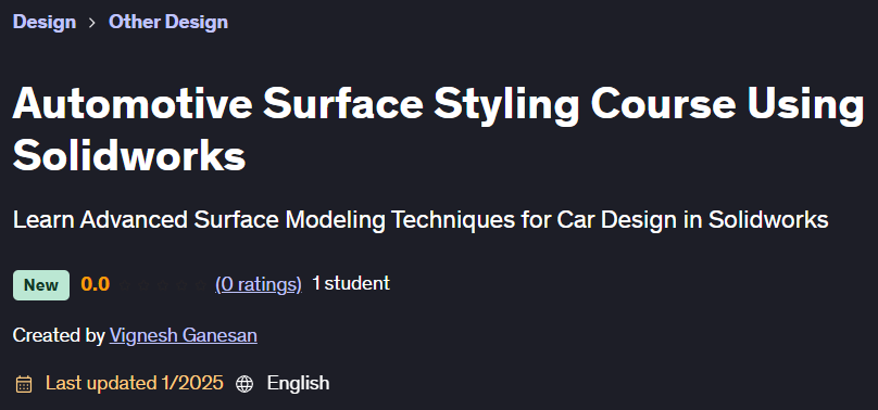 Pictures · Udemy — Automotive Surface Styling Course Using Solidworks 2025-1