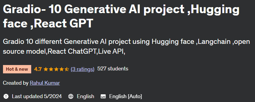 Pictures · Gradio- 10 Generative AI project ,Hugging face ,React GPT 2024-5