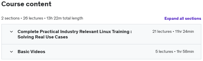 Course topics · Udemy — Industry Relevant Linux Training – Beginner to Advance level 2024-11