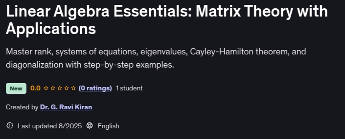 이미지 · Linear Algebra Essentials : 응용 프로그램과 함께 매트릭스 이론 2025-7