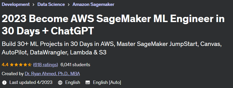 Pictures · Udemy — 2023 Become AWS SageMaker ML Engineer in 30 Days + ChatGPT 2023-4