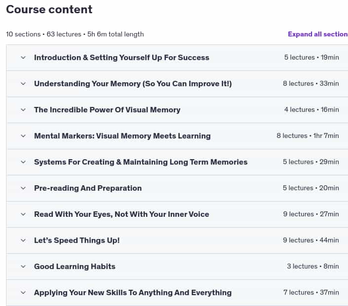 Course topics · Become a SuperLearner® 2: Learn Speed Reading & Boost Memory 2025-1