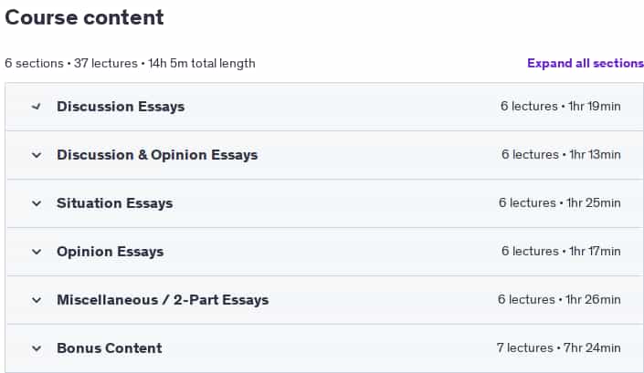 Course topics · Udemy — Mastering IELTS Writing: Task 2 (Band 9 Model Answers) 2025-2