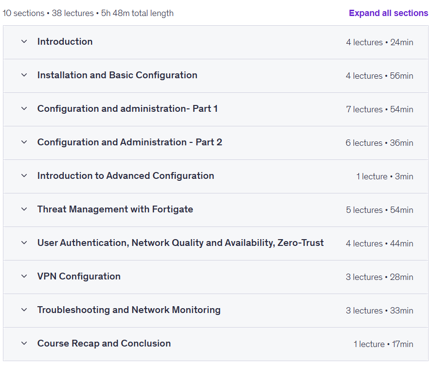 Course topics · FortiGate Firewall Unleashed 2025-3