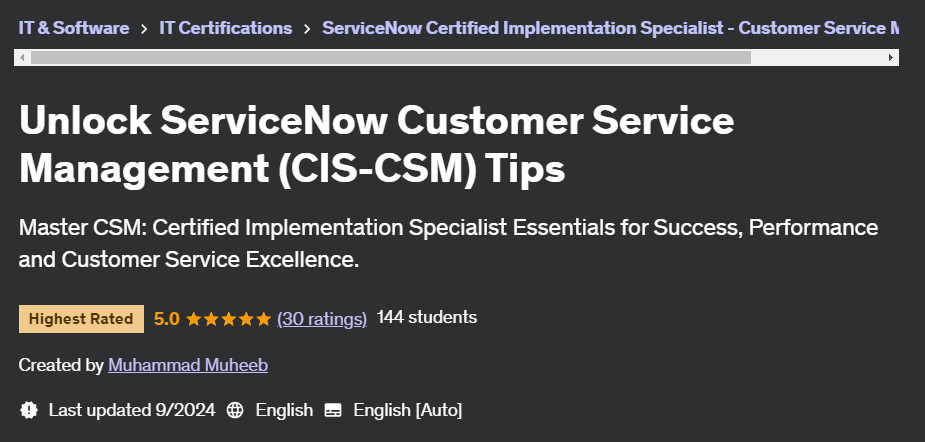 Pictures · Udemy — Unlock ServiceNow Customer Service Management (CIS-CSM) Tips 2024-9
