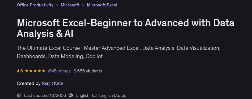 Pictures · Udemy — Microsoft Excel-Beginner to Advanced with Data Analysis & AI 2026-10