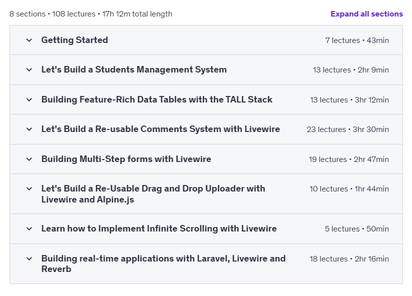 Course topics · Udemy — Learn Livewire V3 from Scratch : Practical Course 2024-9