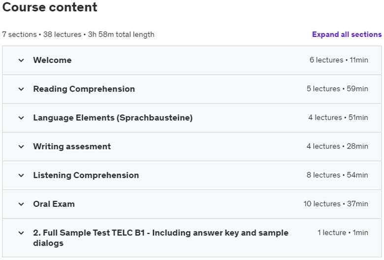 Course topics · German Exam Preparation – B1 Telc, Goethe, ÖSD 2023-7