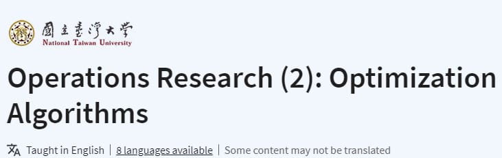 Pictures · Coursera — Operations Research (2): Optimization Algorithms 2023-11