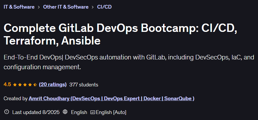Pictures · Complete GitLab DevOps Bootcamp: CI/CD, Terraform, Ansible 2025-8