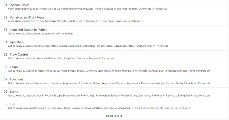 Course topics · GeeksforGeeks — Python Programming Foundation – Self Paced 2022-3