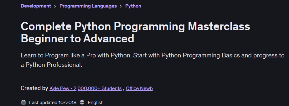 图片 · 完整 Python 编程 综合课程 開始進步 2018-10